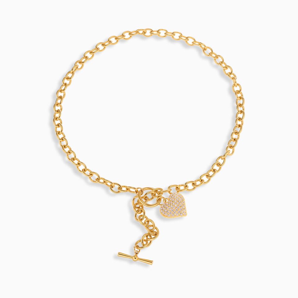 gold Heart OT Buckle Necklace