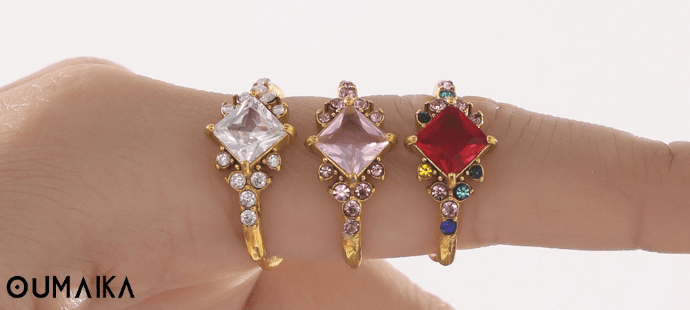 Model Wearing 5A CZ Ring Horizontally – Creative Styling Inspiration Single finger wearing 5A CZ ring horizontally – unique styling detail.