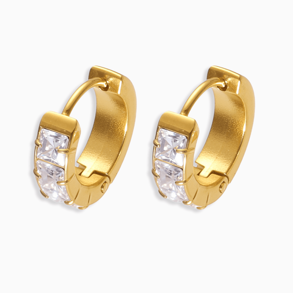 F1425-Golden full diamond zircon earrings
