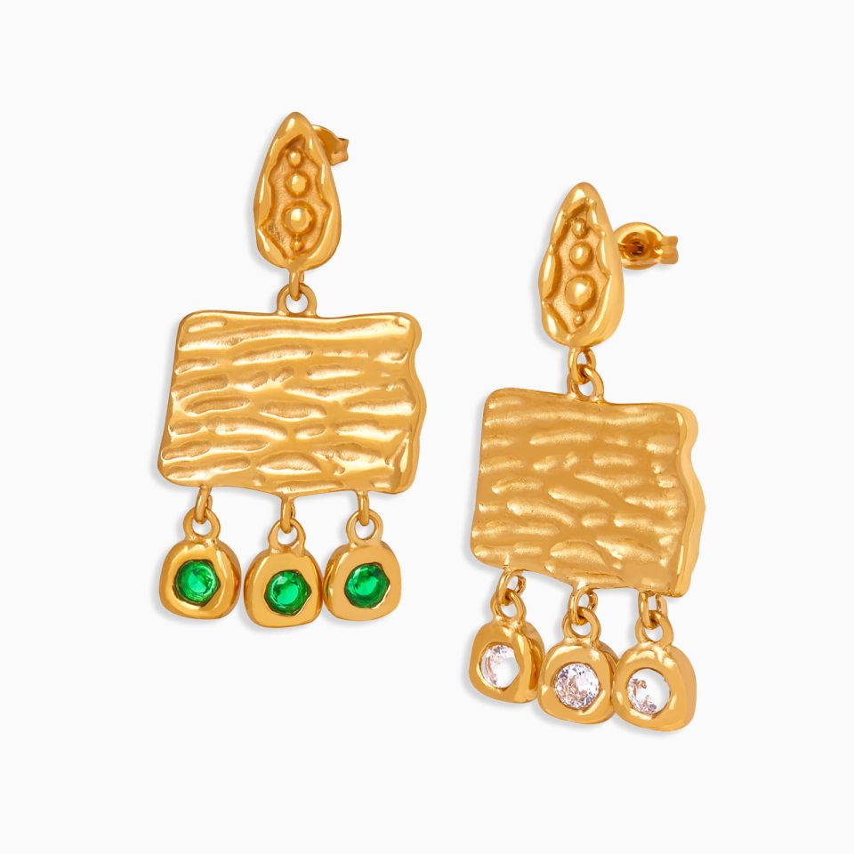 F950 Golden White Zircon Earrings F950