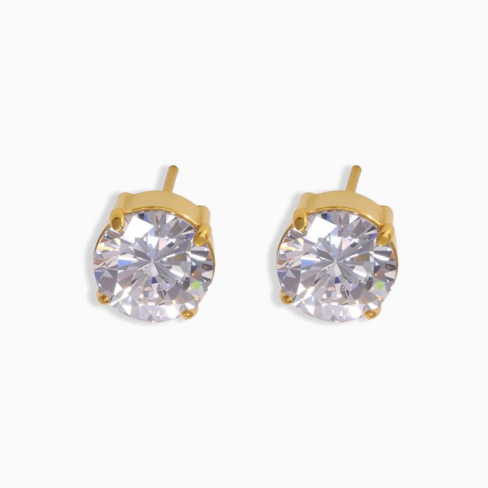 Gold zircon earrings F457