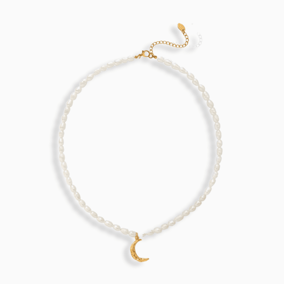 Golden pearl necklace-P735