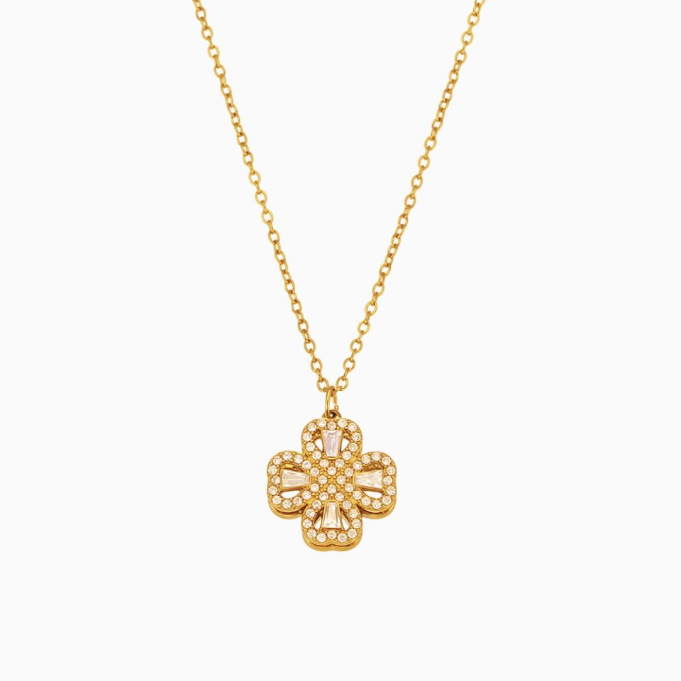 Main Picture For Rotatable Super Flash Flower Necklace Stainless Steel