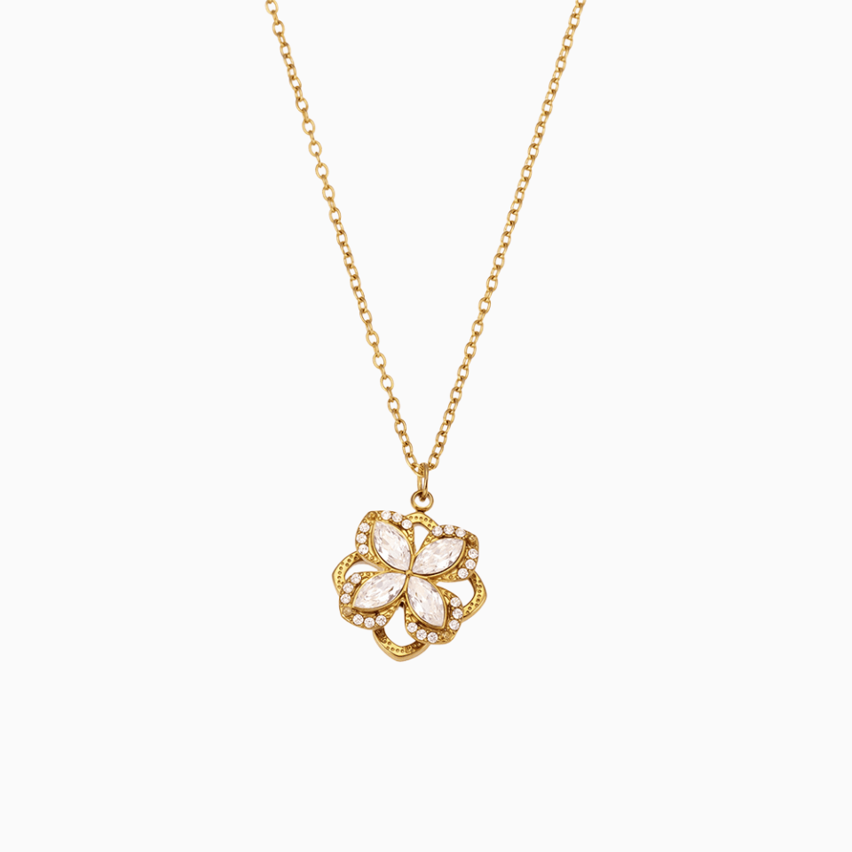 Main Picture For Shining Rotating Zirconia Necklace Stainless Steel