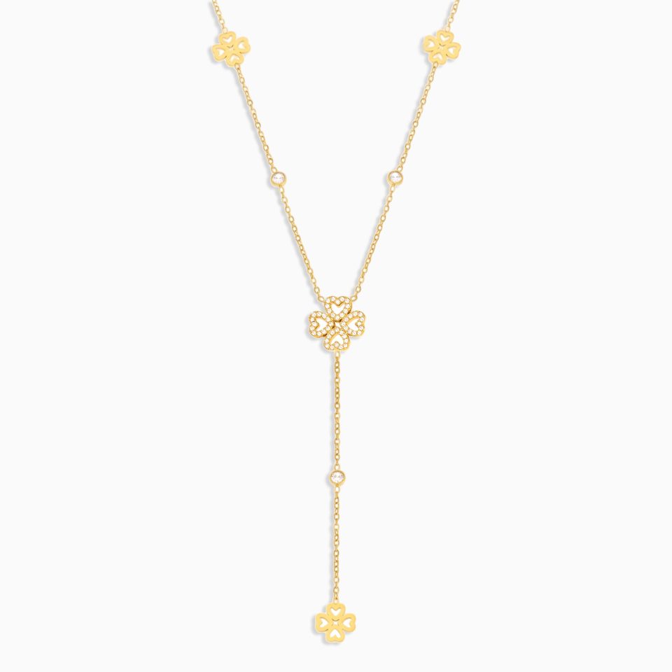 TXP303-5A Zircon Four-leaf Flower Tassel Necklace