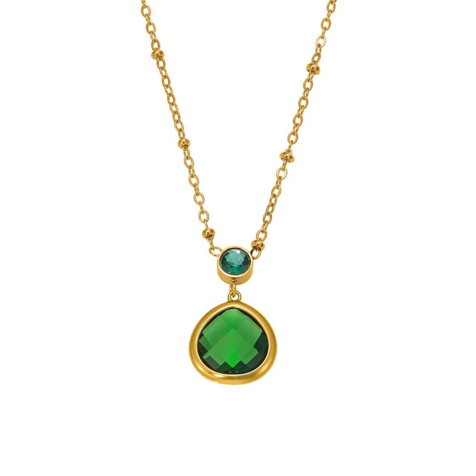 gold green necklace P017