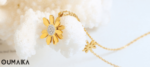 Stainless steel flower necklace artfully arranged with dried roses and velvet ribbon for anniversary or birthday gifting