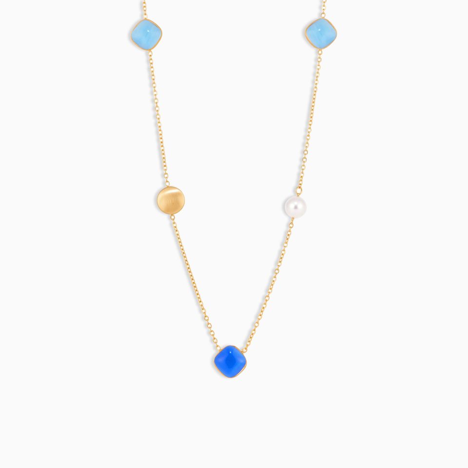 Blue square gold necklace TXP274