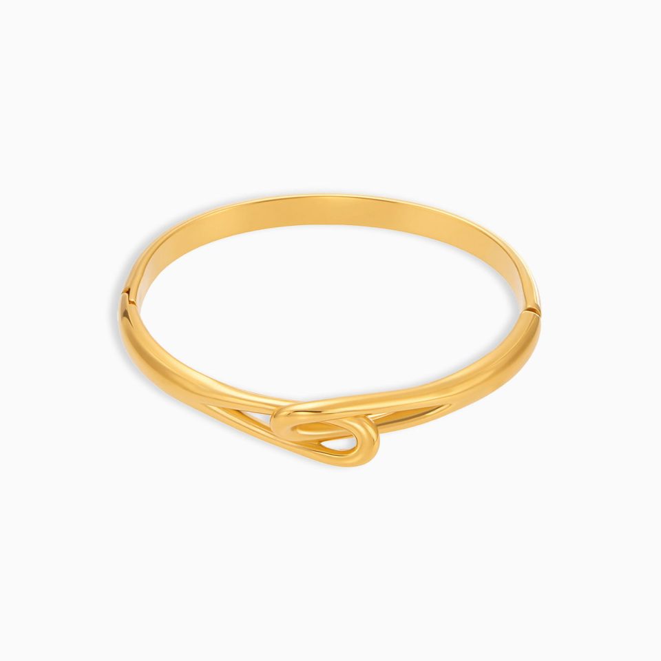 Z480 Gold White CZ Stacking Bangle on White Background | Custom Size Bangles | Stainless Steel Jewelry