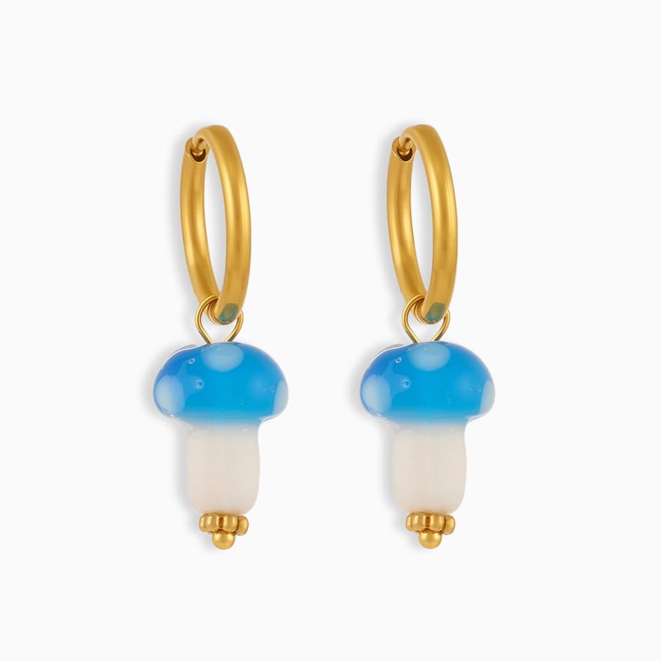 Gold blue earrings F609