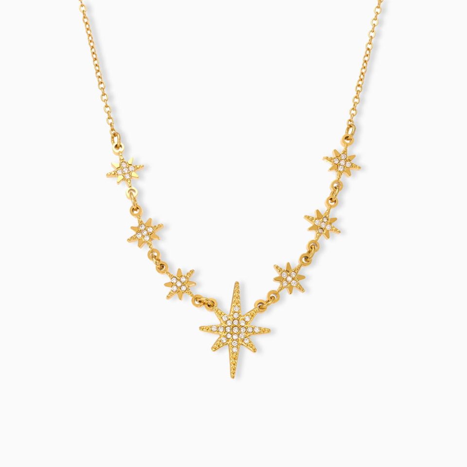 Gold zircon necklace P073
