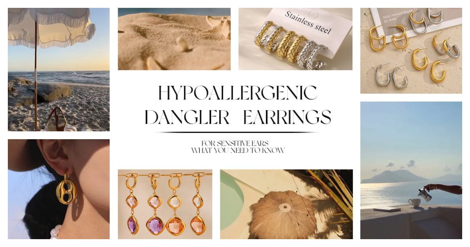 Hypoallergenic dangle earrings promotional poster for sensitive ears