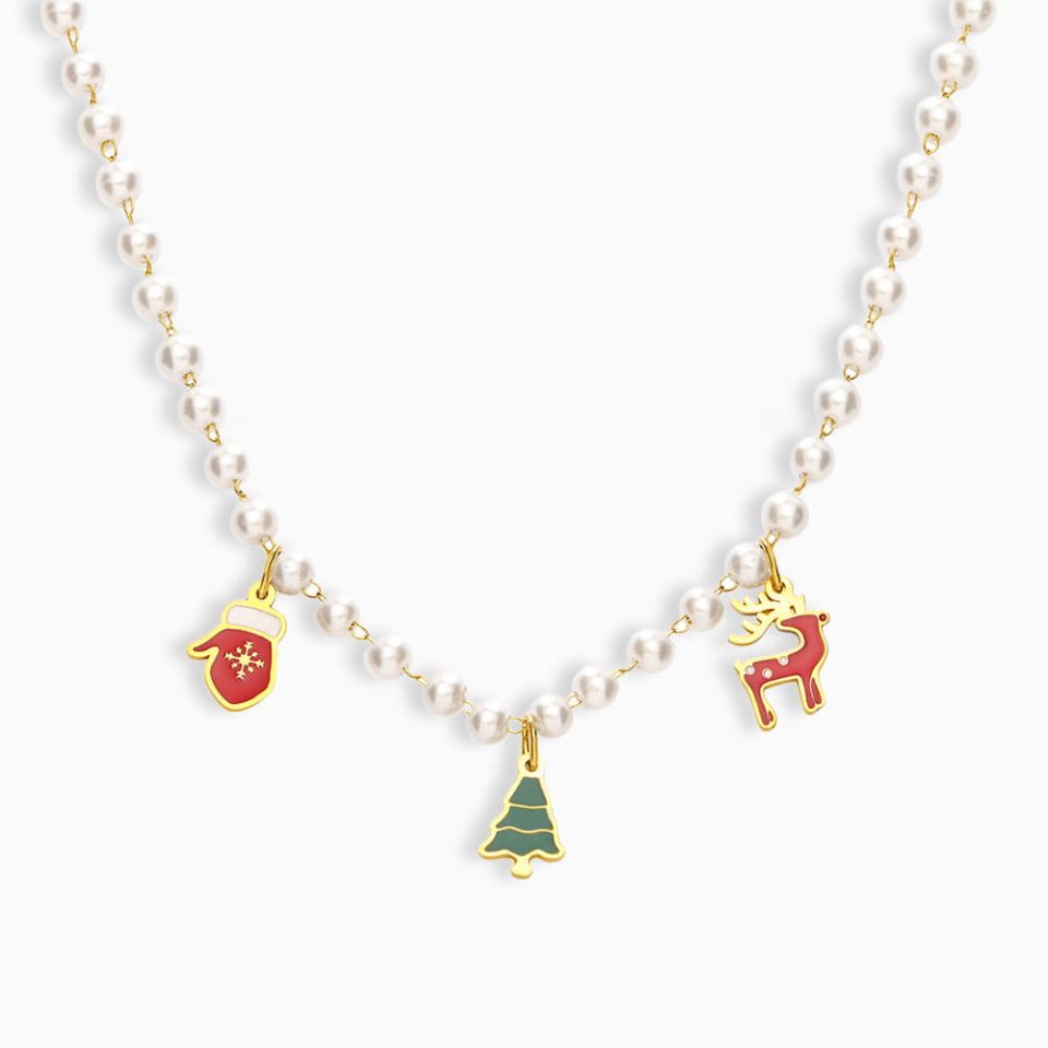 Gold Christmas Beaded Multi-Accessory Necklace TXP183