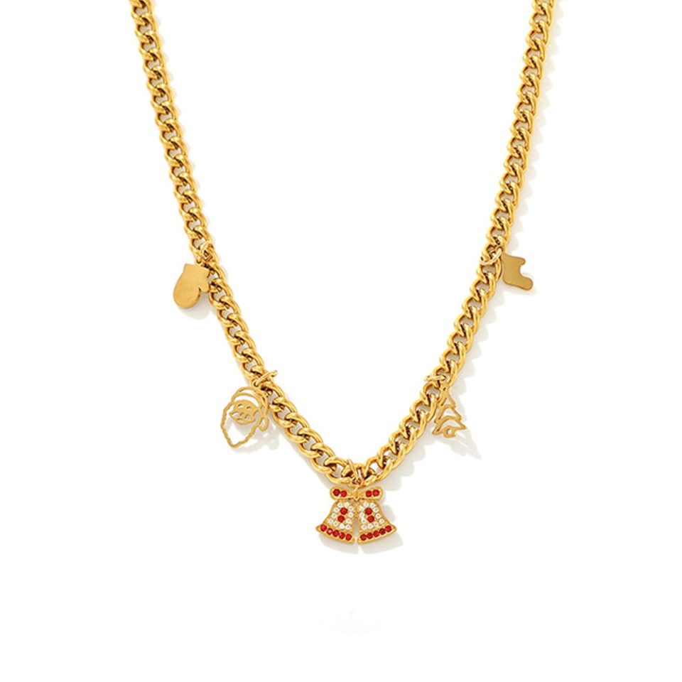 Gold Christmas bell necklace TXP181