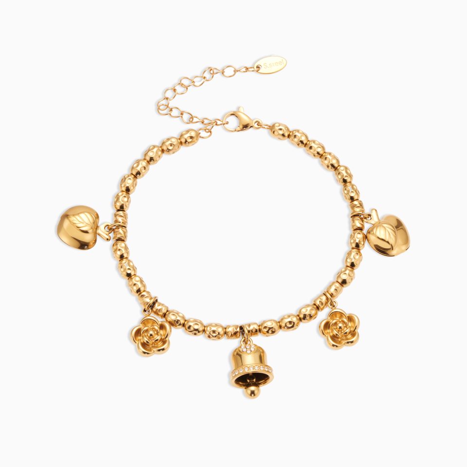 Gold bell flower bracelet E172