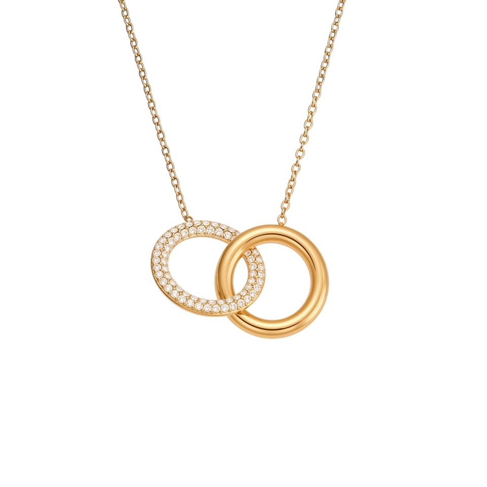 Gold double ring necklace TXP400