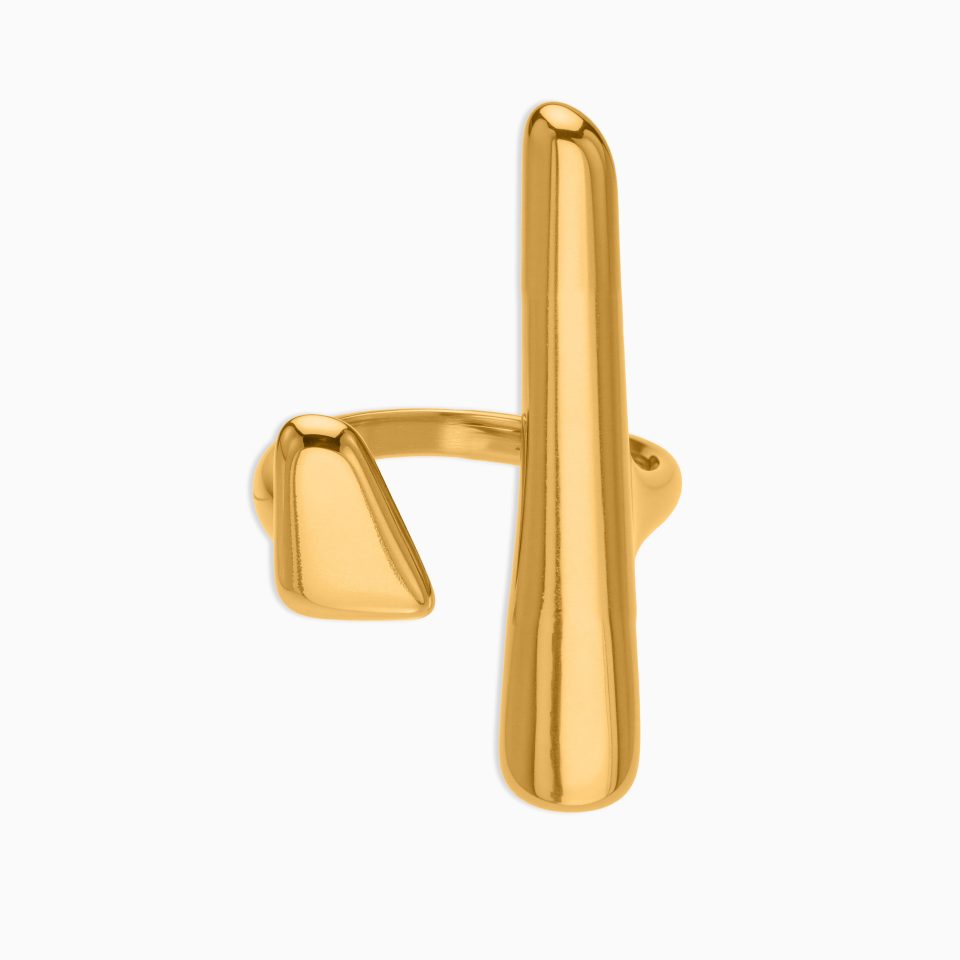 Gold geometric ring A080-