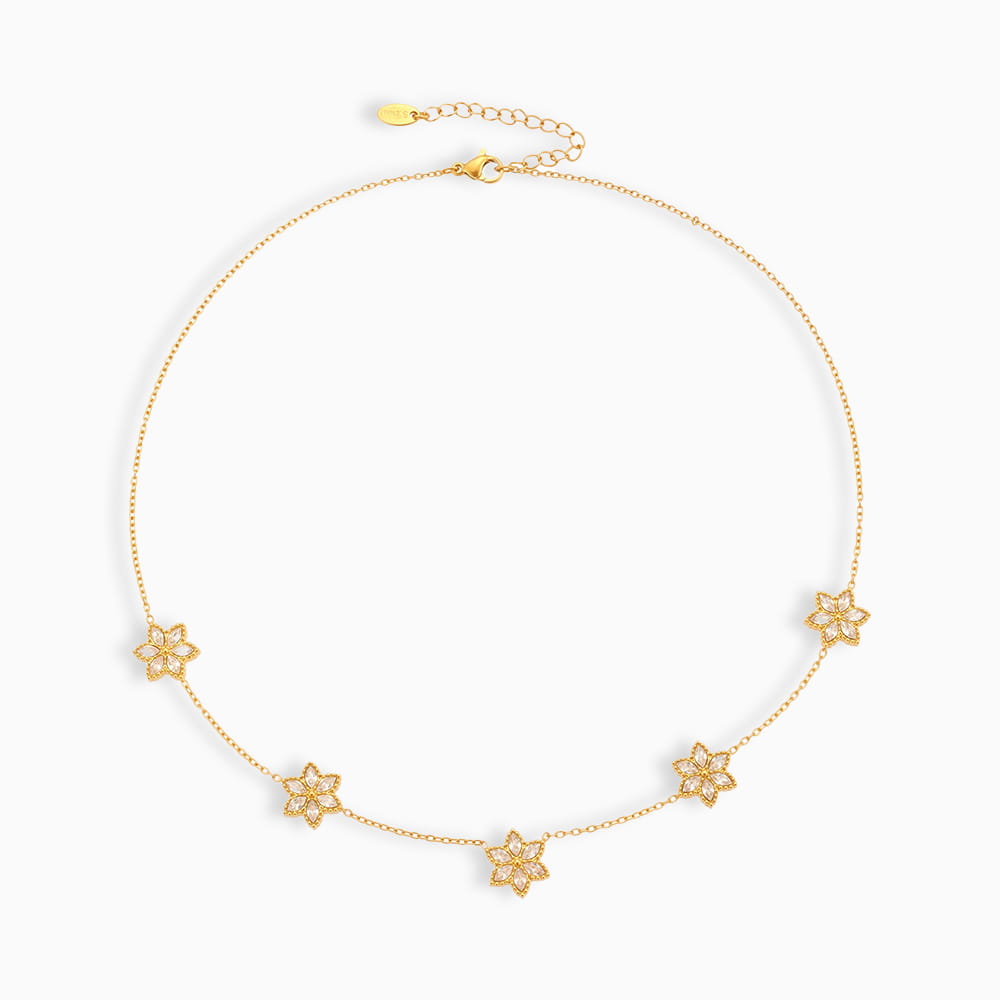 Golden Flower Zircon Necklace TXP375