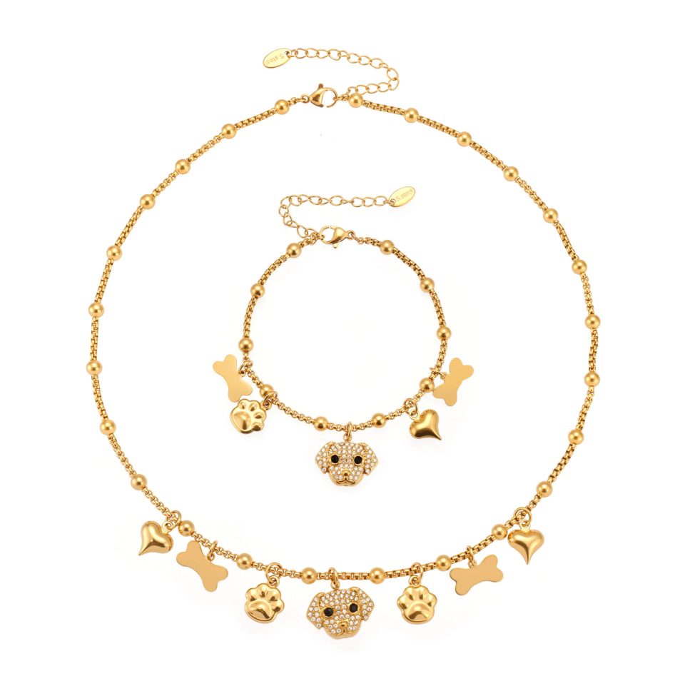 Golden Puppy Zircon Necklace TXP378