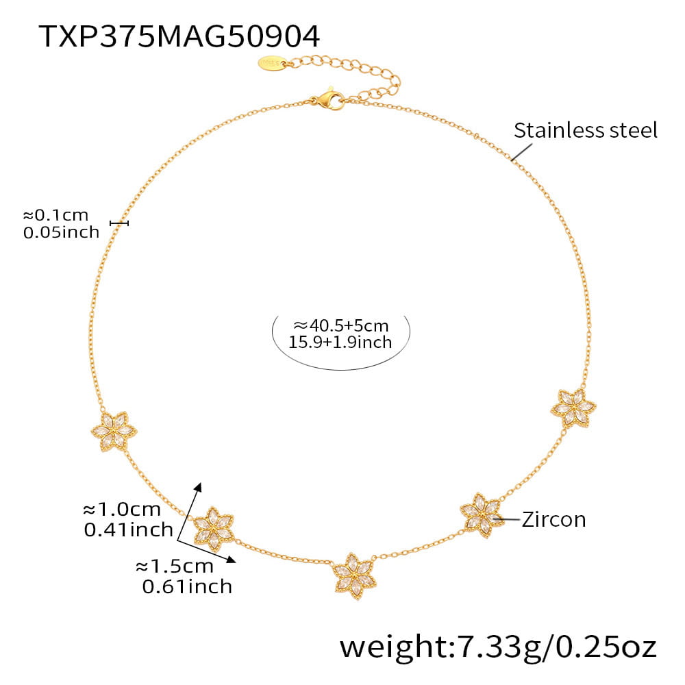Parameters Golden Flower Zircon Necklace TXP375