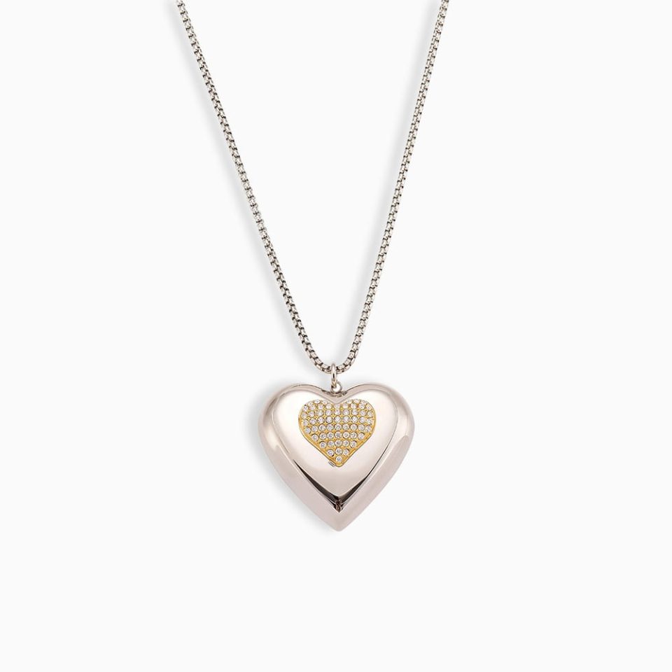Two-tone heart necklace P843