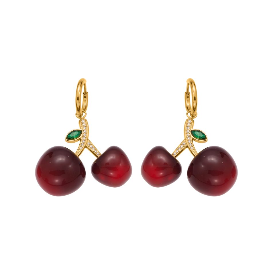 Burgundy cherry earrings TXF420