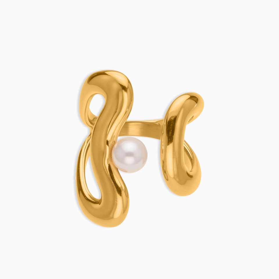 Gold geometric ring A388