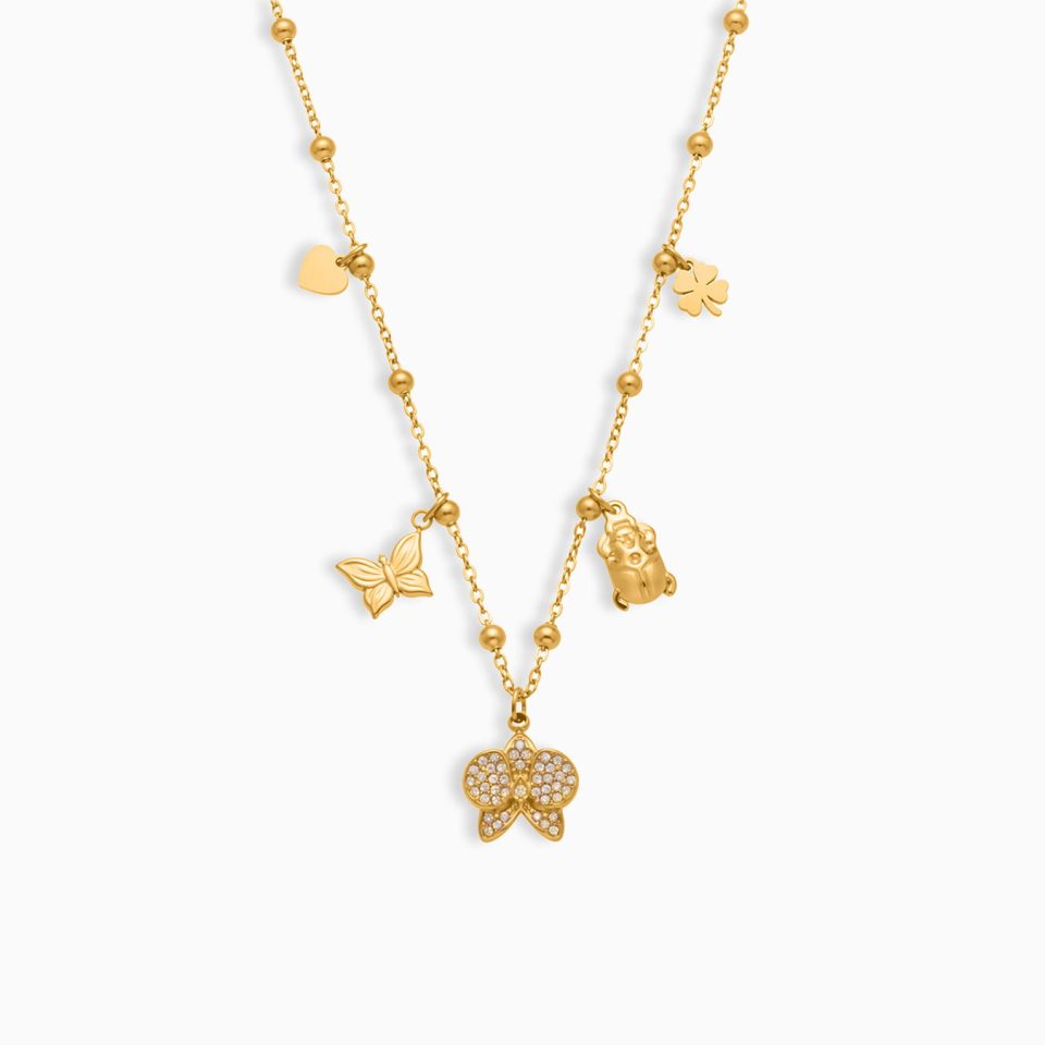 Gold zricon necklace P1712