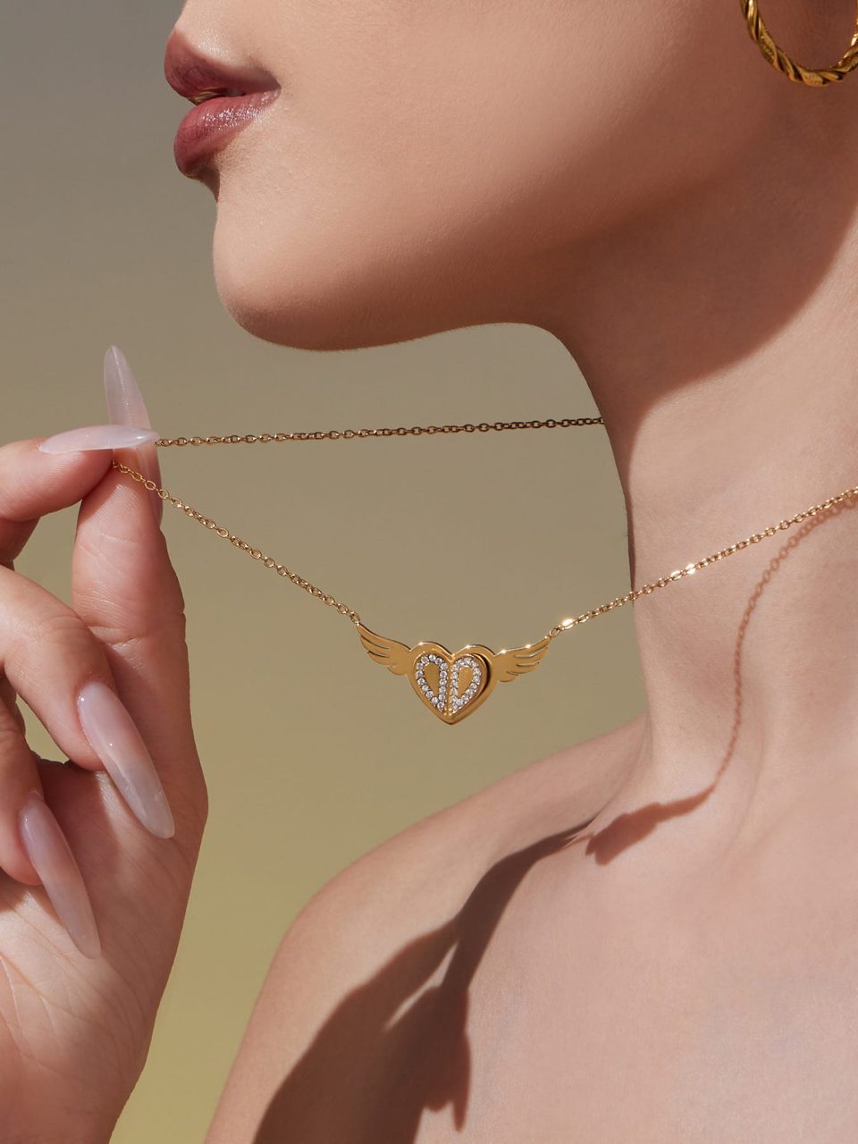 s heart gold necklace P1654-