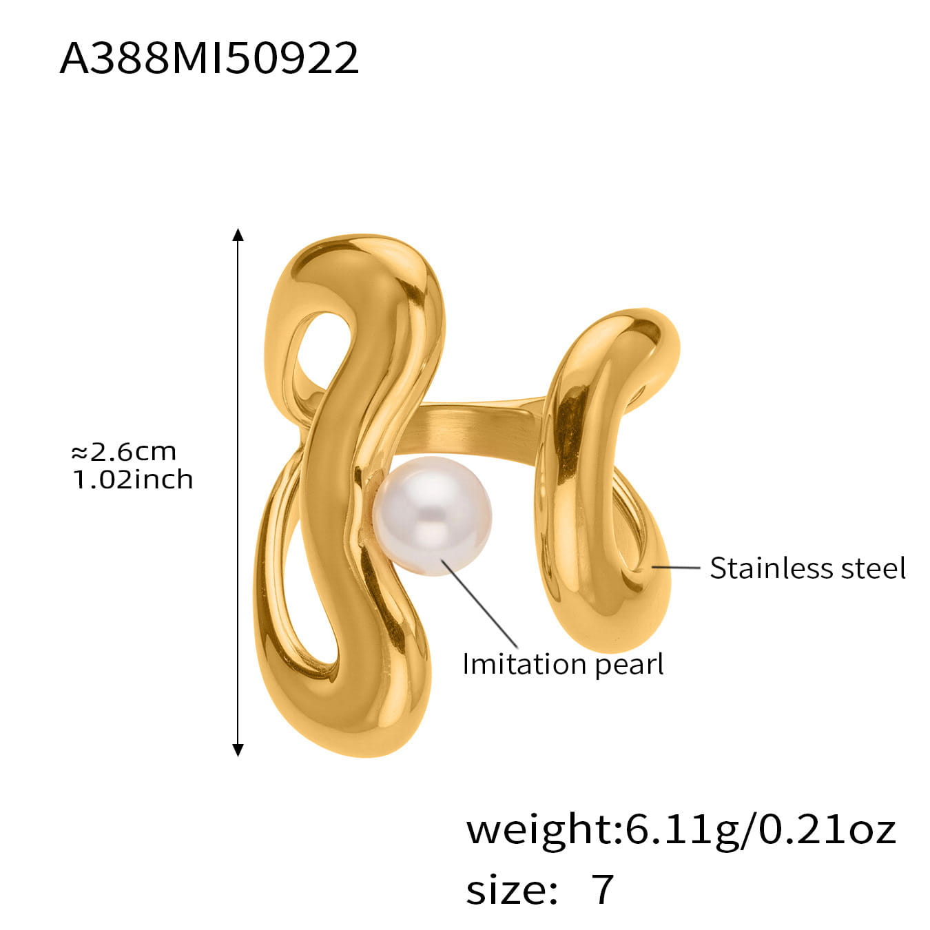 Parametric gold geometric ring A388