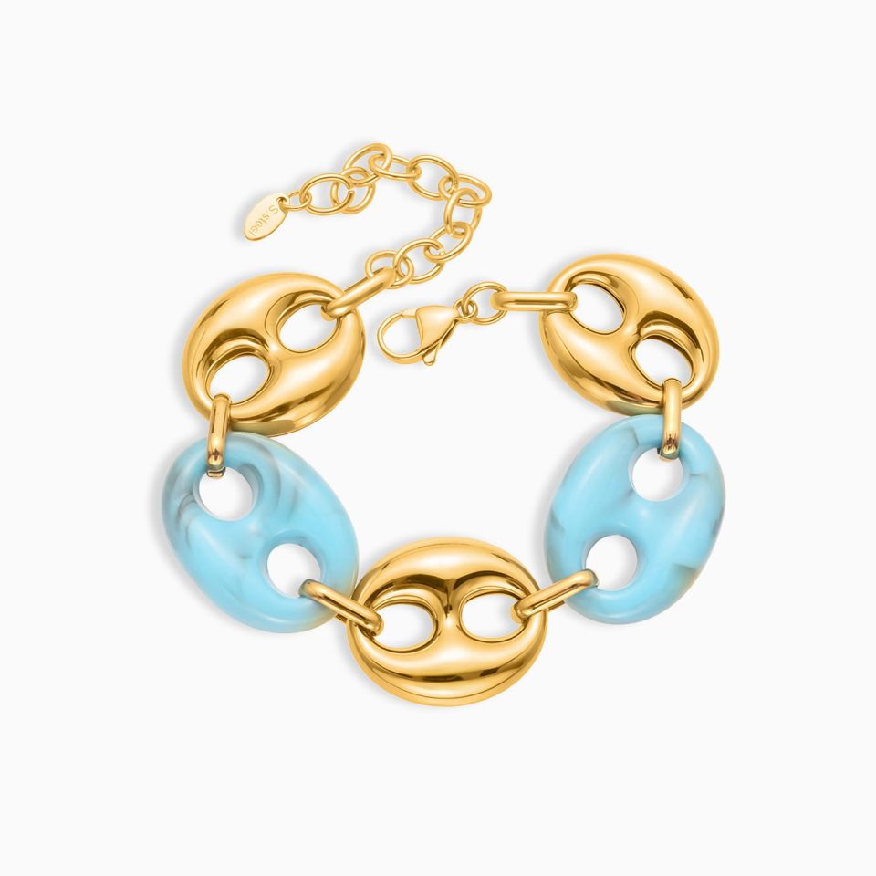 gold blue pig bracelet TXE430
